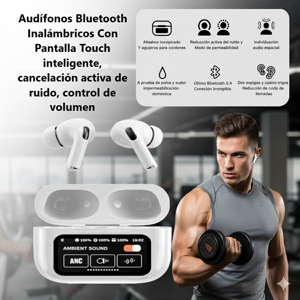 Audífonos Bluetooth Con Pantalla Touch